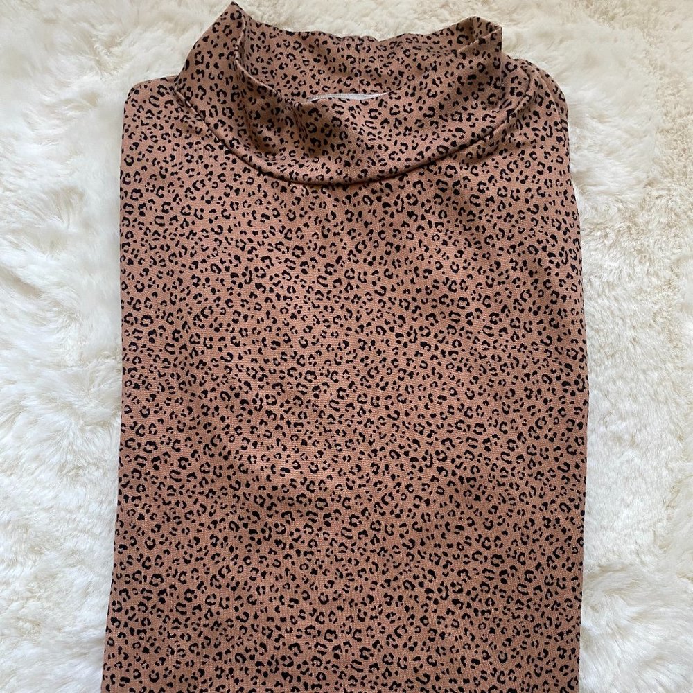 Gaze Brown Cheetah Print Mock Neck Long Sleeve Bodysuit